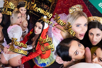 Welcoming New Year: Part 1 - VR Porn Video - Billie Star, Lady Gang, Venera Maxima, Zuzu Sweet