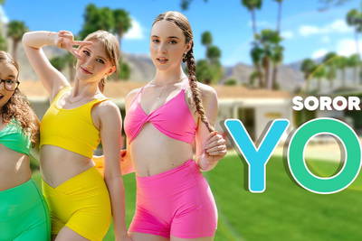 Sorority Hookup: Yoga - VR Porn Video - Angel Windell, Hazel Moore, Leana Lovings, Melody Marks