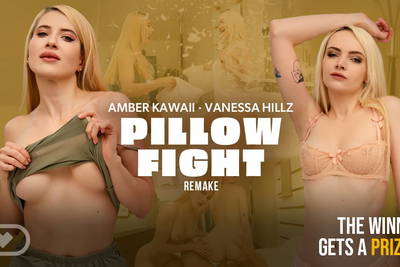 Pillow Fight Remake - VR Porn Video - Amber Kawaii, Vanessa Hillz, Michael Fly